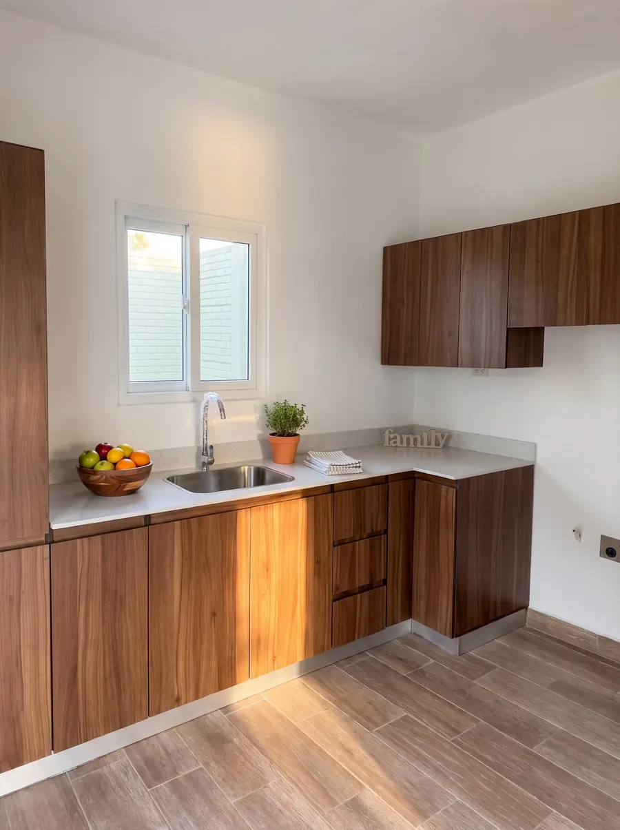 Cocina instalada completa con muebles altos y bajos